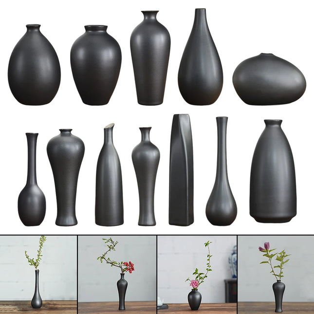 Black Ceramic Dry Flower Vases