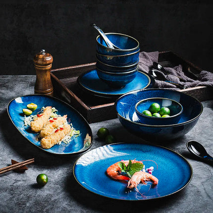 Japanese Blue Kiln Ceramic Tableware